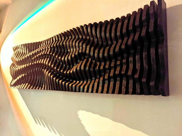 Black Parametric Wave 3D Wall Panel