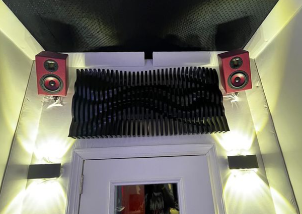 Black Parametric Wave Wall Art in Music Studio