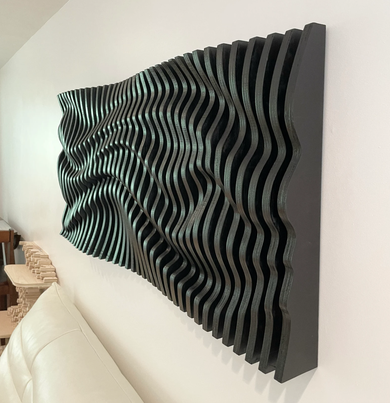 Parametric 3D Wave Wall Artwork, Acoustic Panel, 50″ x 22″ x 4″ – Audamod